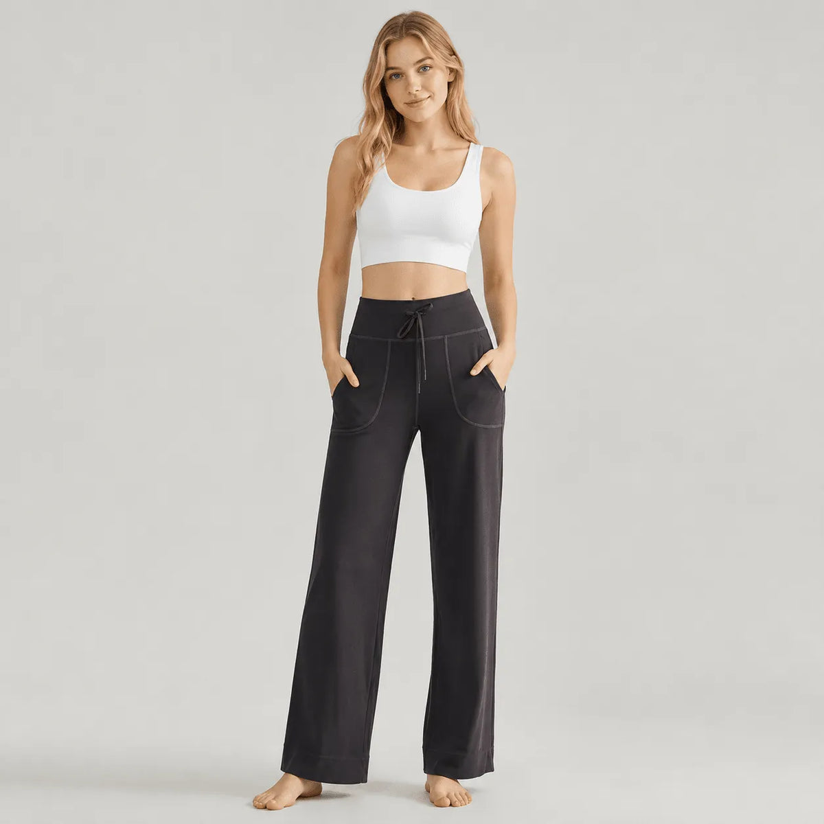 Women's Straight Leg Yoga Pants - Stretch Pull-On Pants